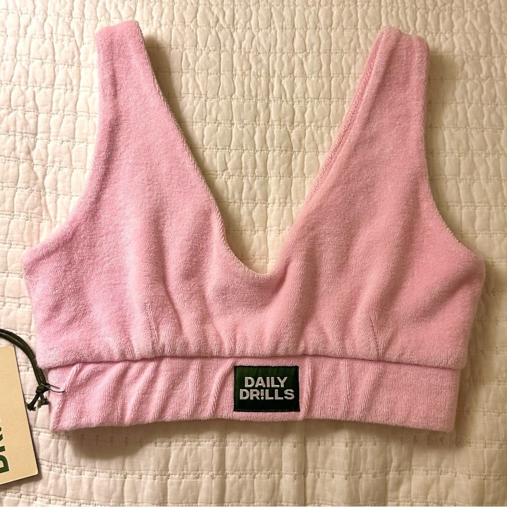 NWT💕 Daily Drills Terry Cloth V-Neck Bralette Baby Small